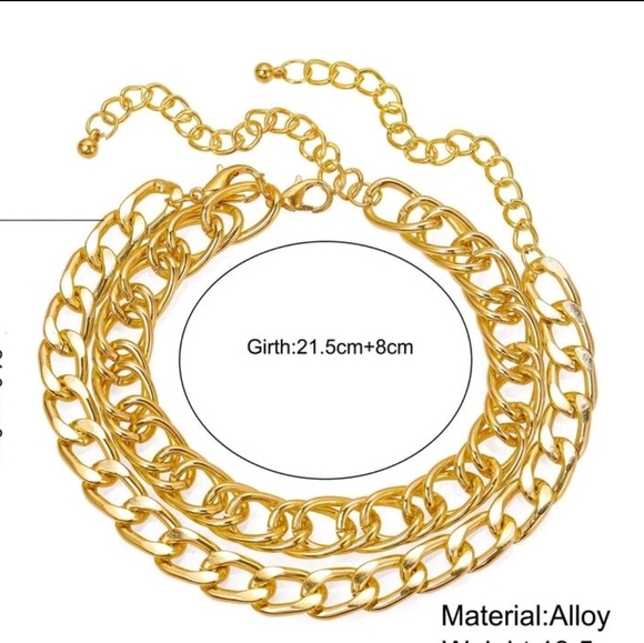 2pcs‎ gold tone  Unique Chunky Chain Alloy Anklet  or bracelet Set for woman - Picture 4 of 4